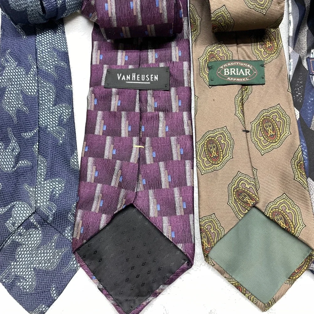 Mixed Brand Lot of 7 Mens Neckties OS Multicolor Silk Polyester Patterned Bundle
